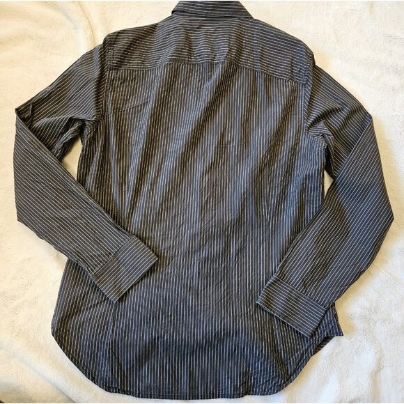 Diesel Dress Shirt - 100% Cotton- Gray With White Stripe - Size Medium - Picture 9 of 15